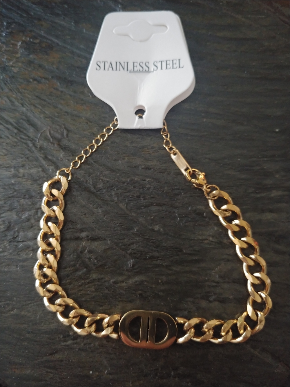 Gold Stainless Steel Cuban Link Bracelet